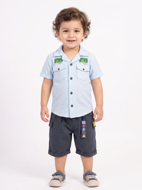 Sky Blue Casual Cargo Co-ord Set