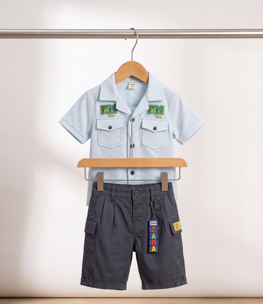 Sky Blue Casual Cargo Co-ord Set