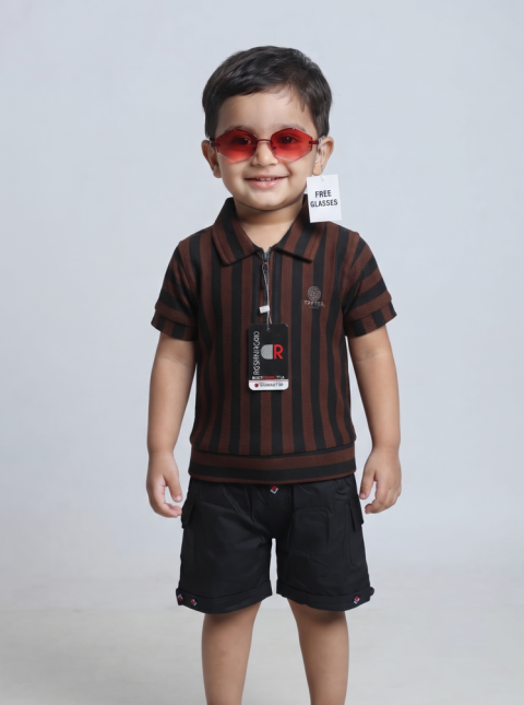 Classic Brown Vertical Stripe Summer Outfit