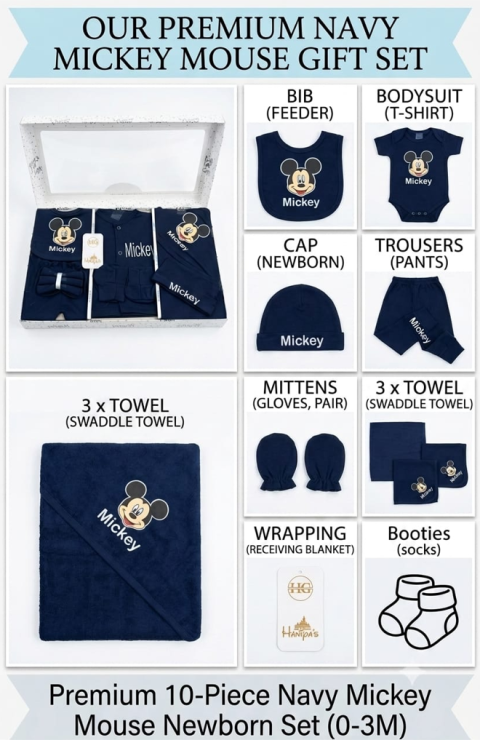 Newborn Boy Premium Mickey Mouse Box (10 Pcs Set)