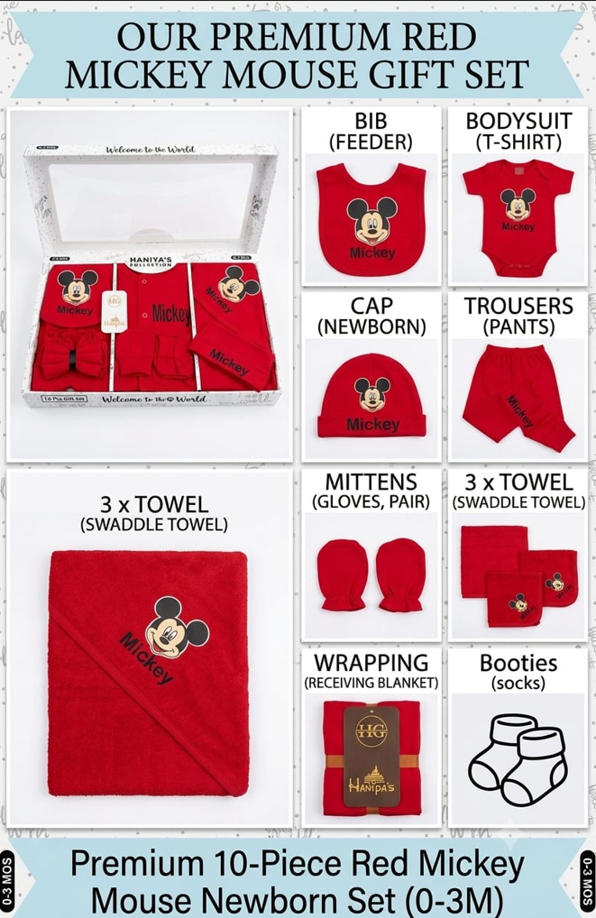 Newborn Boy Premium Mickey Mouse Box (10 Pcs Set)