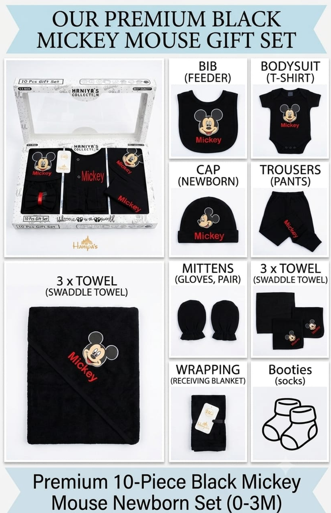 Newborn Boy Premium Mickey Mouse Box (10 Pcs Set)
